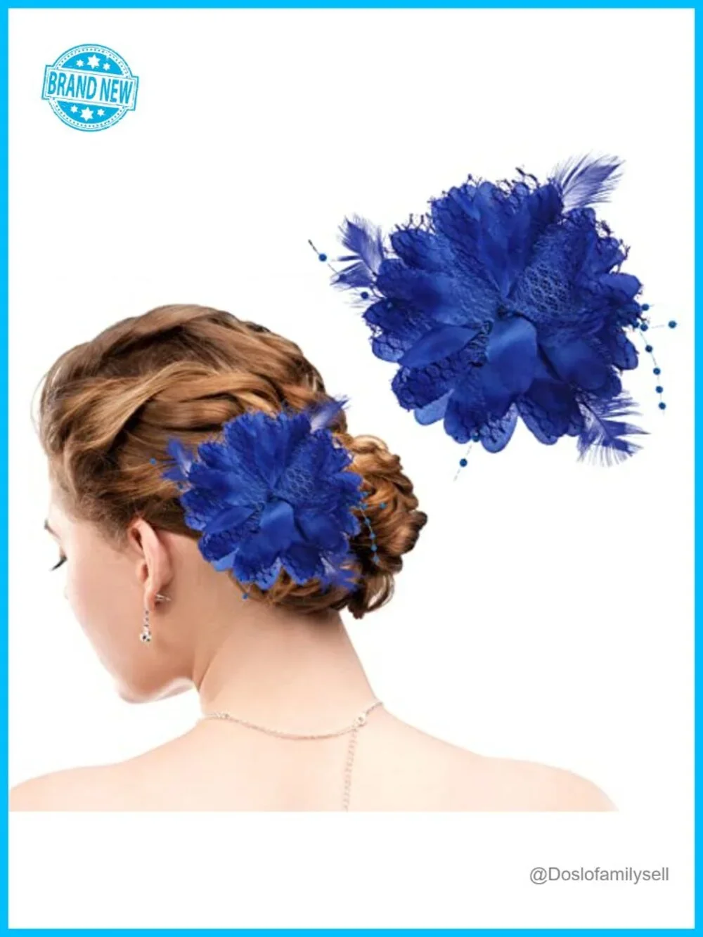 Silk Feather Fascinator Hair Clip with Floral Brooch Pin for Wedding Party
